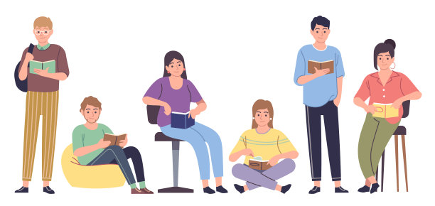 读者们阅读现代文学书籍图片下载