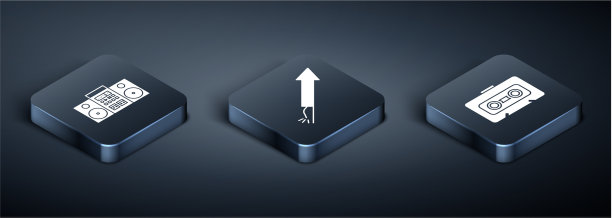 设置等距家庭立体声与两个扬声器图片下载