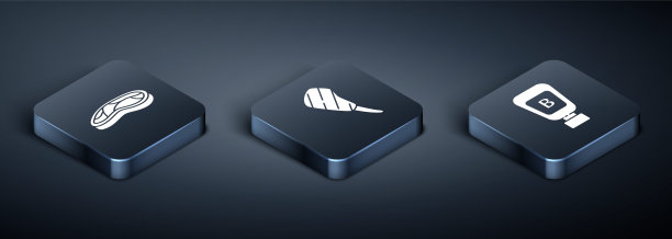 设置等距牛排肉，酱瓶和肋眼牛排图标。向量图片下载