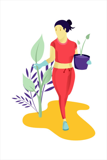 矢量插图妇女种植庄稼，园艺图片下载