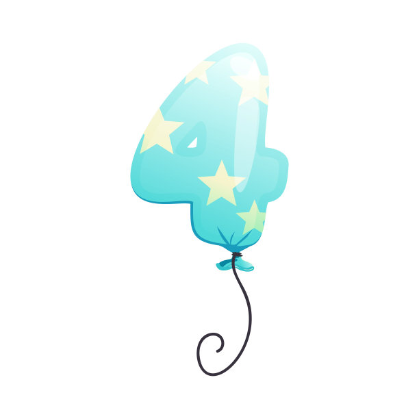 蓝色的星星图案气球，形状是4号图片下载