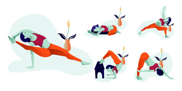 矢量插图瑜伽运动运动图片下载