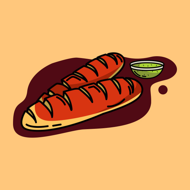 矢量插图各种面包和茶图片下载