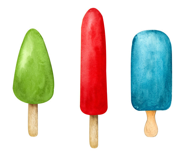 水彩画上的水果冰淇淋棒孤立在白色背景上。甜冰甜点。夏季食物剪辑艺术完美的菜单设计。图片下载