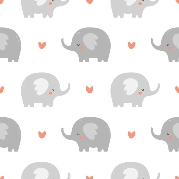 大象可爱无缝图案图片下载