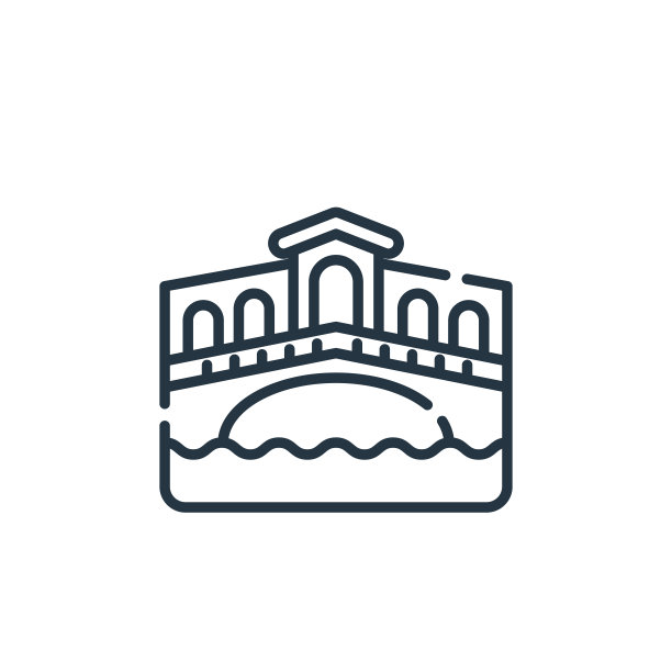 里亚尔托桥矢量图标。里亚托桥可编辑笔触。Rialto桥线性符号，用于网页和移动应用程序，标志，印刷媒体。细线说明。矢量孤立轮廓绘制。图片下载