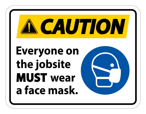 注意佩戴口罩标志，白色背景隔离图片下载