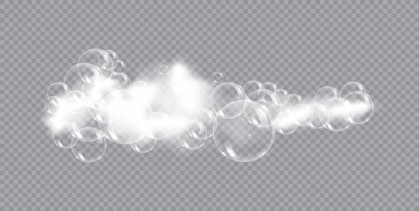 沐浴泡沫肥皂与气泡隔离矢量插图透明背景。洗发水和肥皂泡沫泡沫向量插图。图片下载