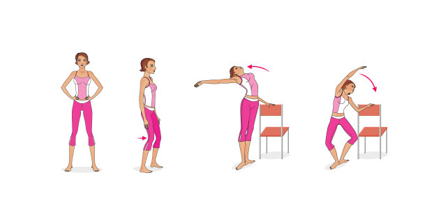 女孩在家训练。伸展腿部和脊椎的肌肉。运动和体操。孤立在白色背景上图片下载