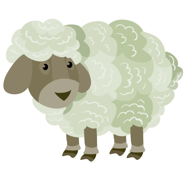 农场里可爱的小绵羊，白色背景上的扁平孤立物体，矢量插图，图片下载