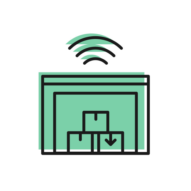 黑线智能仓库系统图标隔离在白色背景。向量图片下载