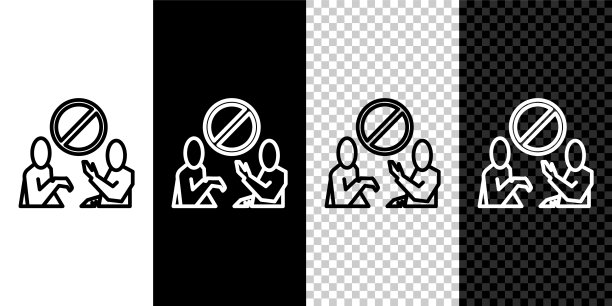 设置线停止塑料污染图标隔离在黑白背景。生态的海报。矢量图图片下载