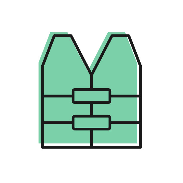 黑色线救生衣图标孤立在白色背景上。救生衣图标。极限运动。运动设备。向量图片下载