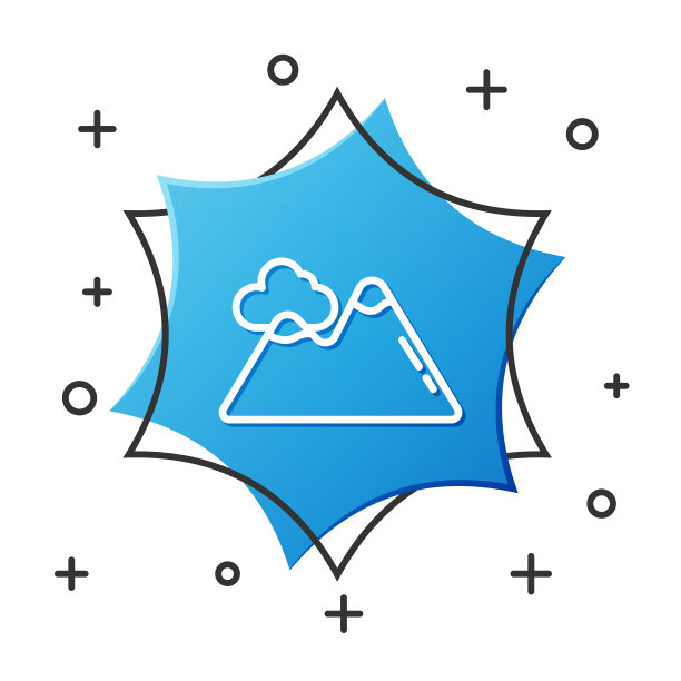 白线山图标孤立在白色图片下载