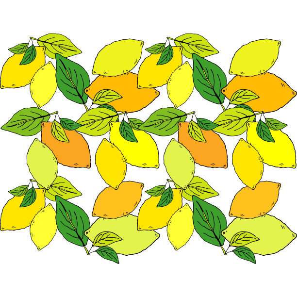 无缝图案与绘制柠檬。图片下载