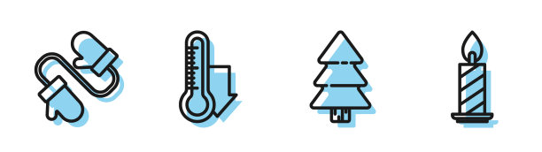 圣诞树成对编织的圣诞线图片下载