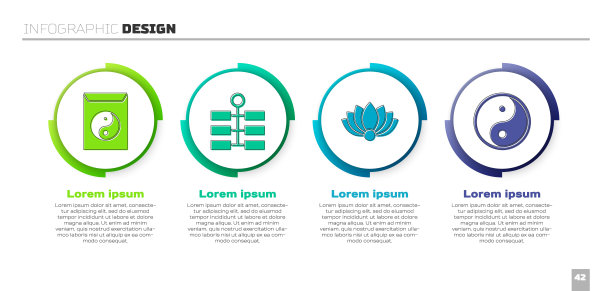集阴阳和信封、烟花、荷花和阴阳。业务信息模板。向量图片下载