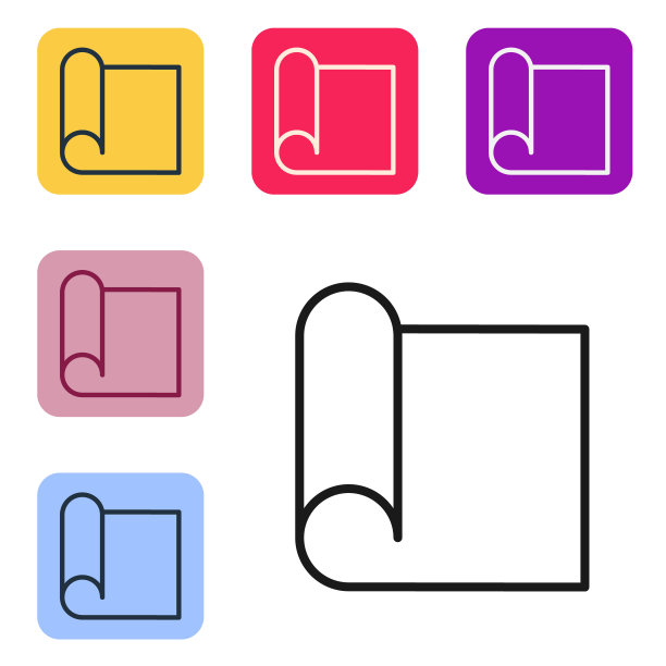 工程图标隔离在白色背景上的黑线绘图纸。设置图标的颜色方形按钮。矢量图图片下载