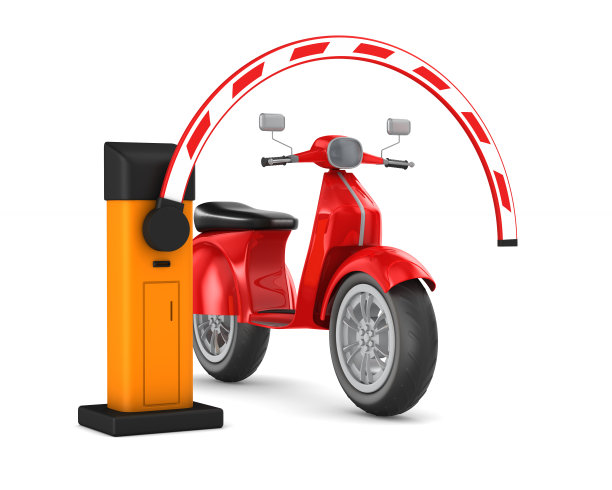 白色背景上的自动障碍物和滑板车。孤立的3 d演示图片下载