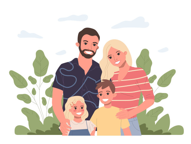 一对有孩子的幸福家庭图片下载