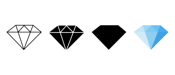设置钻石图标矢量隔离在白色背景。图片下载