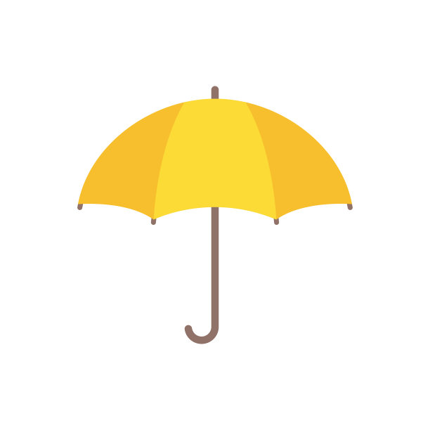 黄色伞图标卡通风格。伞图标上的白色背景。素材图片