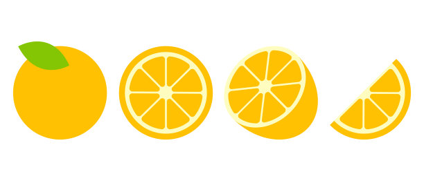 设置橙色水果和切片在白色的背景。图片下载