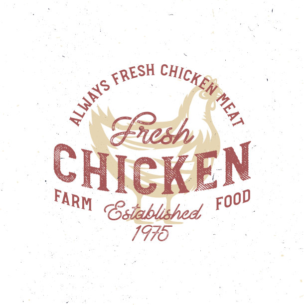 复古鸡看手绘与复古徽章图片下载