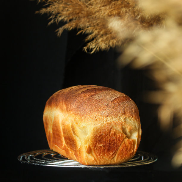 面包白全麦，新鲜小麦烘烤。食物背景俯视图复制空间的文本图片下载