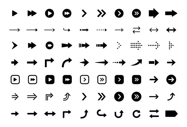 一套箭头web图标图片下载