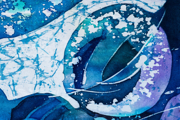 孔雀羽毛，绿松石，热蜡染，背景纹理，手工丝绸图片下载