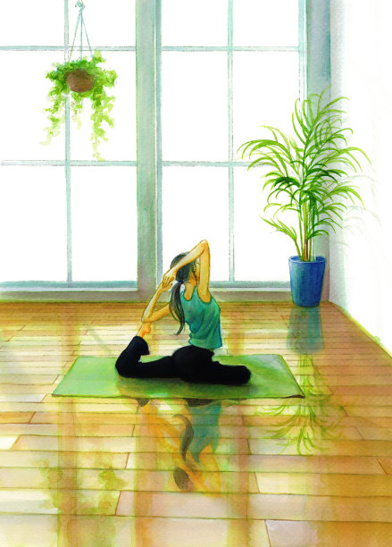 一个在工作室锻炼的女人图片下载