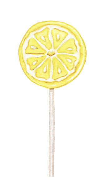 水彩棒棒糖柠檬片图片下载