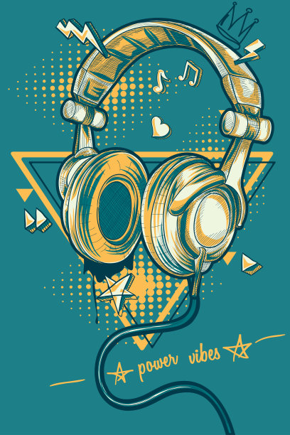 时髦的彩色画音乐耳机图片下载