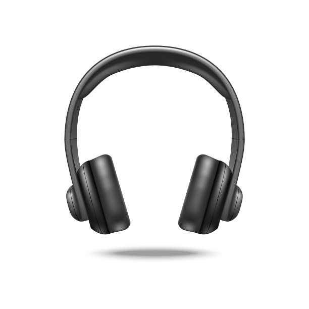 逼真的3d详细大黑色耳机图片下载