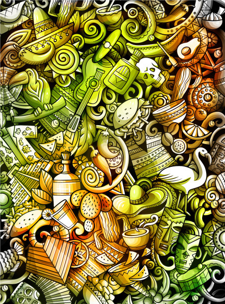 拉丁美洲手绘涂鸦横幅卡通图片下载