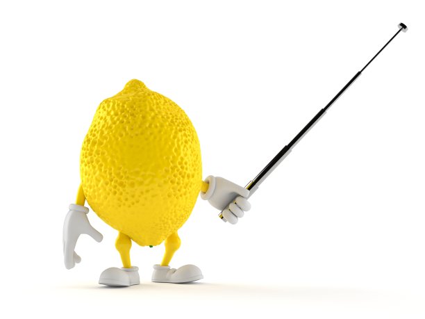 柠檬人物用指针瞄准图片下载