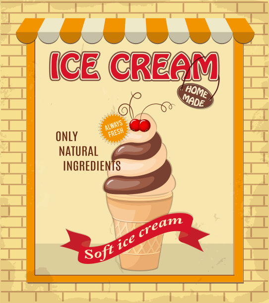 古董店的红醋栗香草华夫饼冰淇淋图片下载