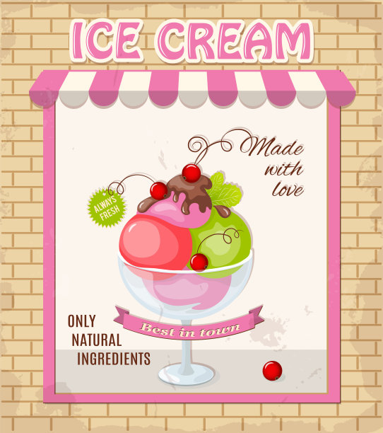 古董店里的薄荷和醋栗冰淇淋图片下载