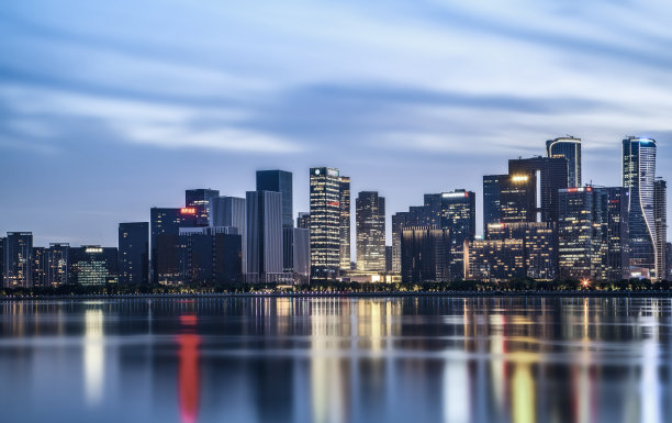 杭州城市建筑天际线夜景图片下载