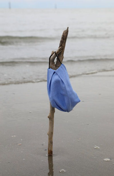 抗冠状病毒外科口罩就在海边的一个分支结束后图片下载