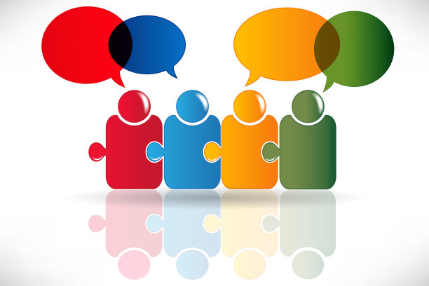 团队成员拼图演讲气泡图标图片下载