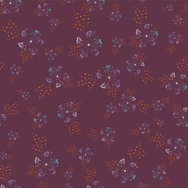 紫色花朵无缝矢量图案图片下载