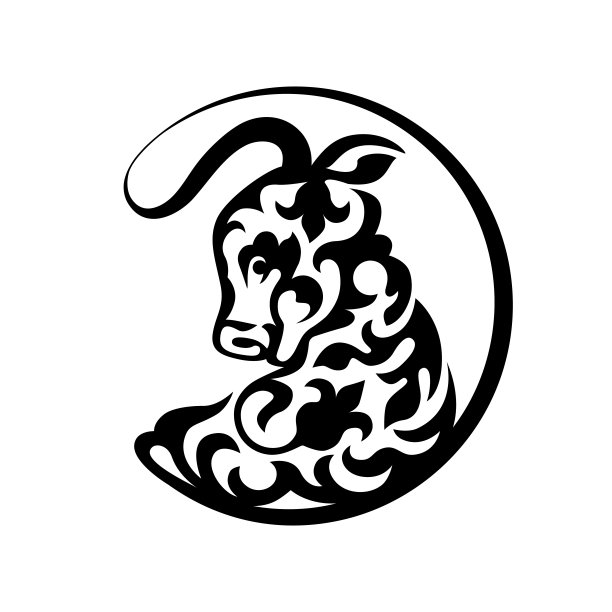 公牛孤立剪影中国十二生肖2021年。图片下载