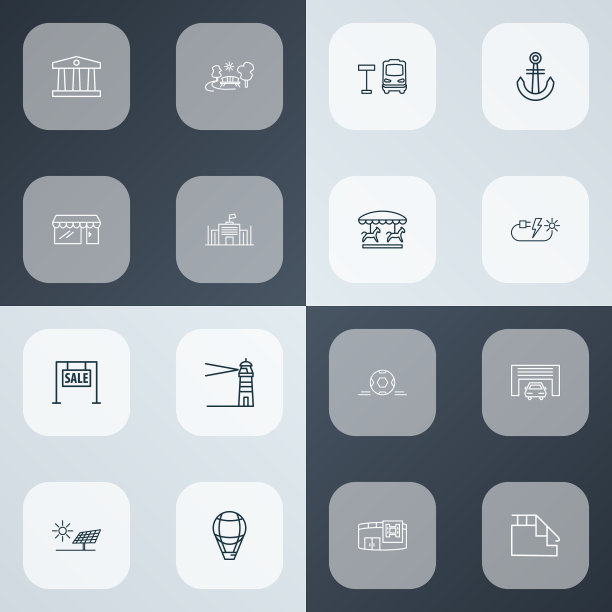 公共天际线图标线条风格设置巴士站图片下载