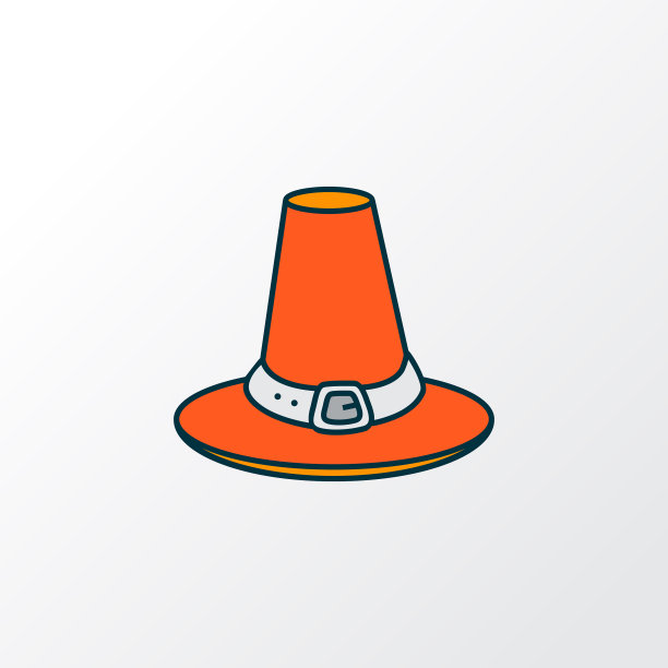 感恩节帽子图标彩色线符号溢价图片下载