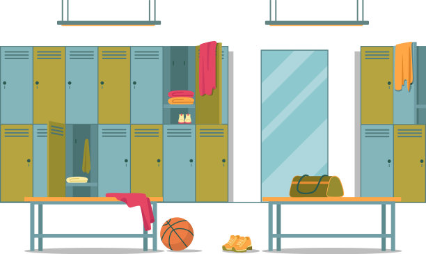 学校体育馆的更衣室，设施齐全图片下载