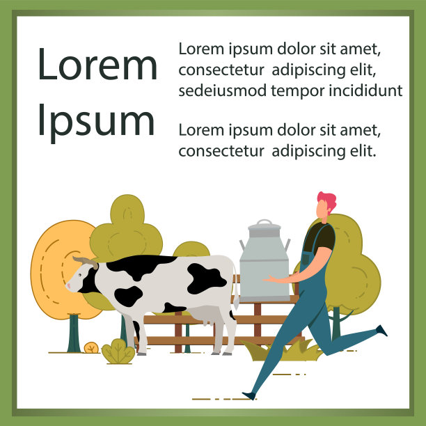 农民和新鲜奶制品广告横幅图片下载