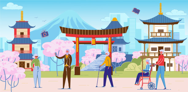 老年人组团到日本观光旅游图片下载