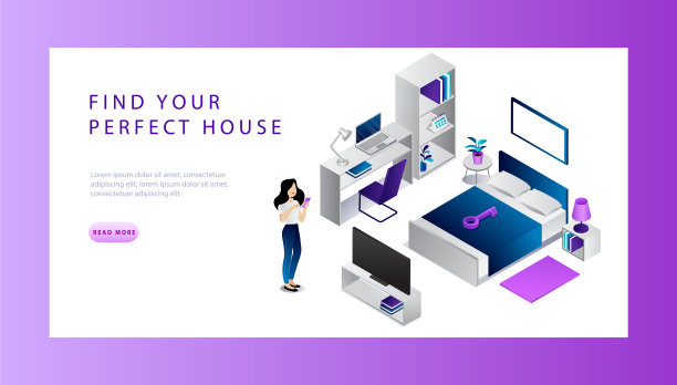 等距房地产销售和购买概念网站图片下载